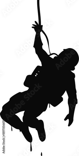 Silhouette Of A Astronaut Hanging From A Tether