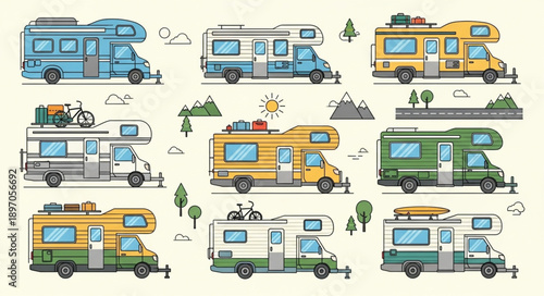Collection of Recreational Vehicles and Campers for Outdoor Adventures.