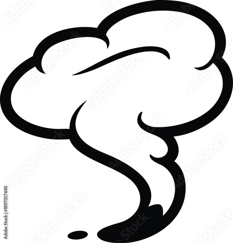 Comic style white smoke with bold curves and clean cartoon visual appeal On white Background Vector illustration