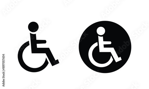 Disabled handicap icon set. Wheelchair accessibility symbol. Medical patient mobility sign.