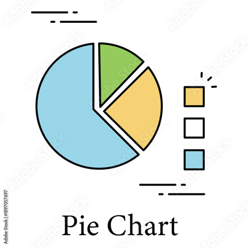 Pie Chart Icon Showing Percentage Breakdown And Data Comparison