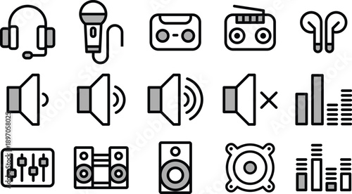 Media, Music and Audio Line Icon pack Editable Stroke for Websites, Apps, UI UX Projects