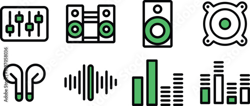 Equalizer, mixer, dj, stereo, radio, amplifier Icons Pack for Websites, Apps, UI UX Projects
