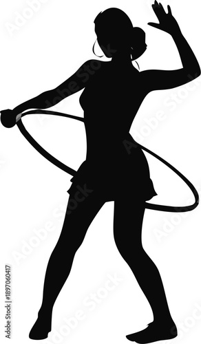 Woman Spinning With A Hula Hoop Silhouette