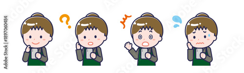 スマートフォンを使う「飲食店の店員」の女性