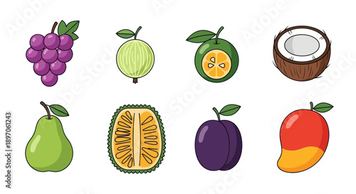 Assorted colorful fruit collection illustration