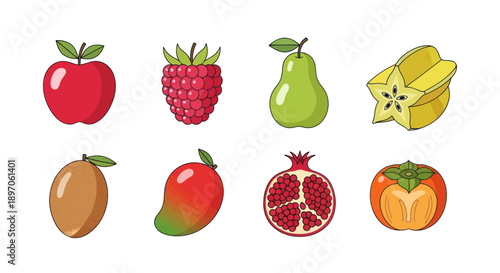 Assorted colorful fruits illustration