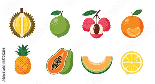 Assortment of colorful tropical fruits