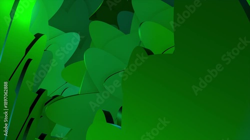 3d background objects pattern of green and cyan animation