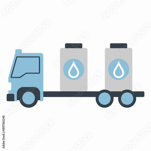 Blue truck carrying two large water containers on trailer icon