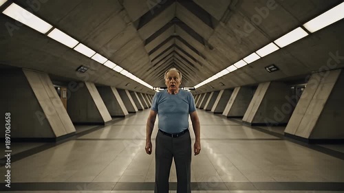 Wallpaper Mural Diverse Individuals Standing in Modern Underground Tunnel. Torontodigital.ca