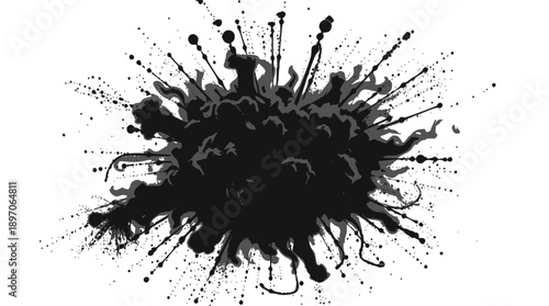 A yellow cat with white paws stands against a black background, its tail curled into a ring.