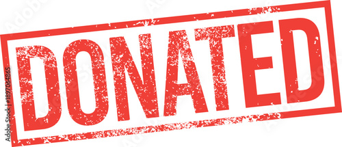 Donated. Red Rubber Stamp.