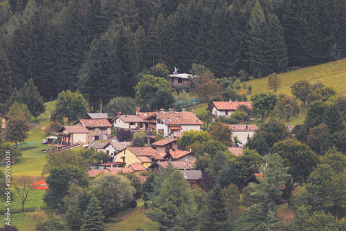 Aerial view of Castione della Presolana (Bergamo, Italy).