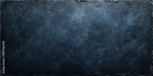 A dark, vintage blue grunge metal surface with a rough concrete texture provides an old dirty wall pattern and blank copy space for a textured frame design