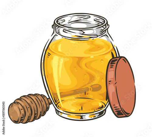 Honey jar with a dipper