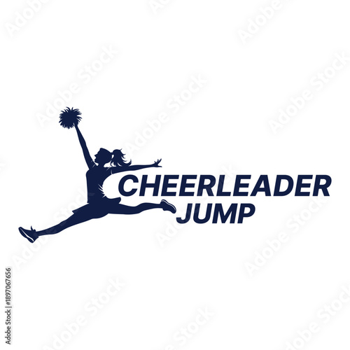 cheerleader jump logo design silhouette vector line art logo design
