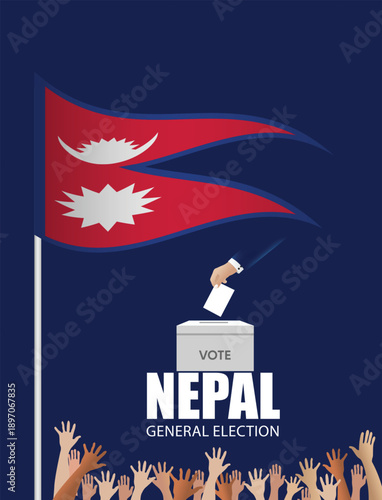 Nepal election awareness poster encouraging voting participation with national flag vector poster