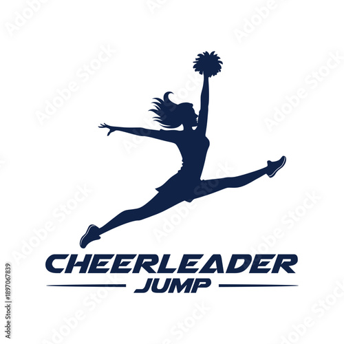 cheerleader jump logo design silhouette vector line art logo design
