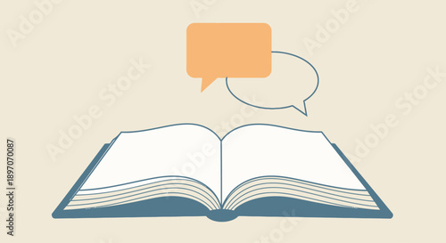 International Mother Language Day concept with open book and speech bubbles promoting literacy, multilingual education and cultural diversity in a clean modern flat vector illustration