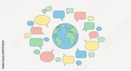 International Mother Language Day concept with global communication and cultural diversity, promoting education and literacy through multilingual awareness vector illustration