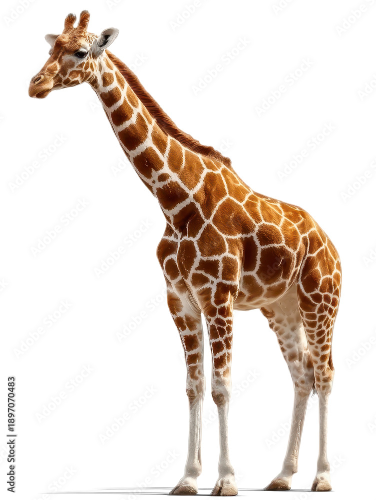 Fototapeta premium African giraffe on white background