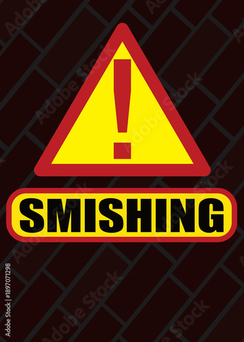 Smishing alert illustrative poster, black background and vertical.	