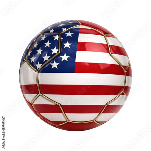 3D Glass Soccer Ball with USA Flag Design