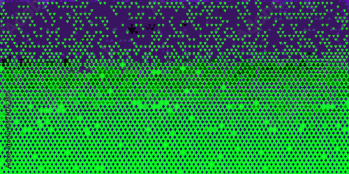 Abstract pixelated landscape with green foreground and purple sky