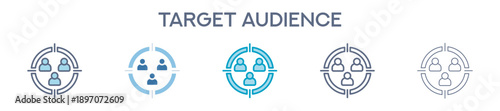 Target Audience Line Icons For Marketing And Customer Segmentation 