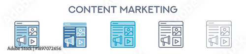 Content Marketing Line Icons For Digital Marketing Strategy 