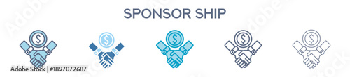 Sponsorships Line Icons For Partnership And Brand Promotion 