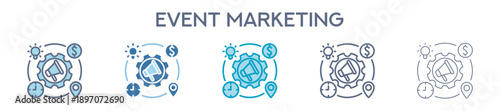 Event Marketing Element For Design Graphic - Multi Styles. Line Icons For Promotion And Brand Engagement 