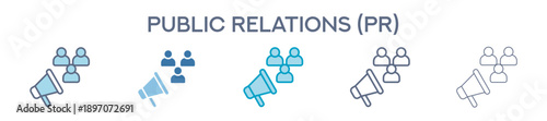 Public Relations Element For Design Graphic - Multi Styles. Line Icons For Corporate Communication And Branding 