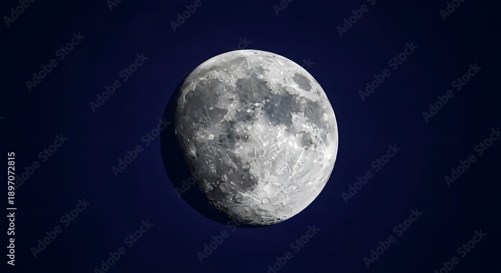 Obraz premium Detailed Moon Image Against Dark Blue Sky