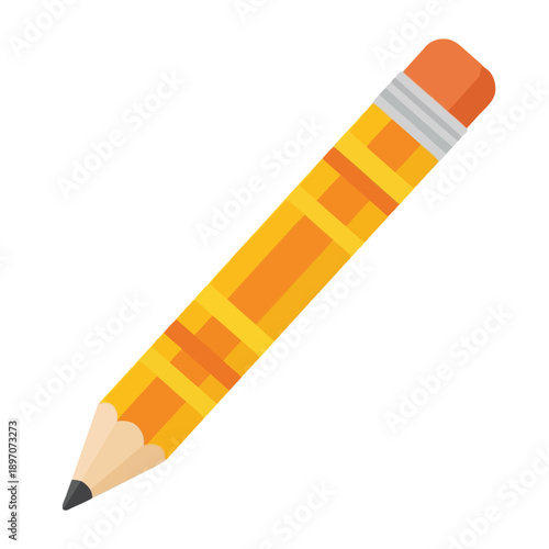 A bright orange pencil with a pink eraser is diagonally positioned on a white background.