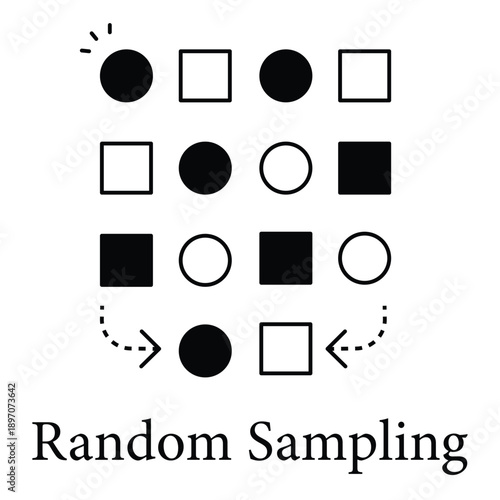Random Sampling Icon Representing Data Selection And Statistical Measurement
