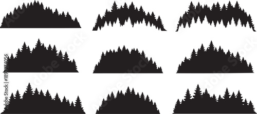 Black Silhouettes of Trees on White Background Graphic Design