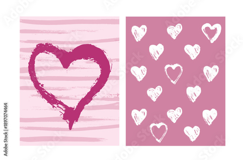Hearts set, hand drawn illustrations. Valentine's Day.	
