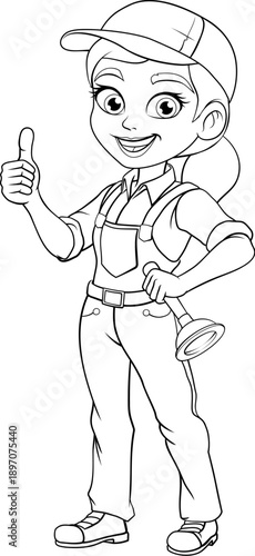 A woman female plumber hold...