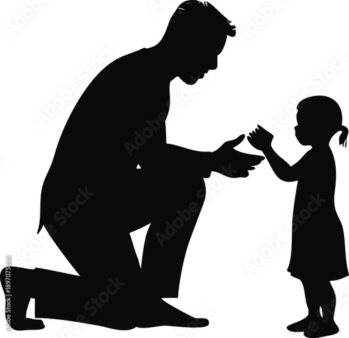 Silhouette Of A Man Blessing A Child With Water