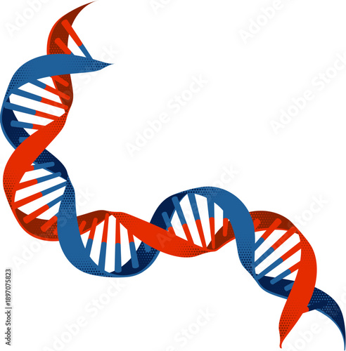 DNA double helix genetics gene science icon in a retro vintage halftone illustration style.