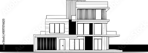black and white building