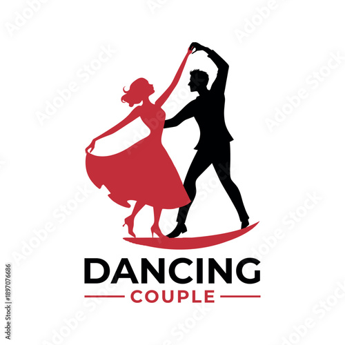 dancing couple logo design silhouette vector line art logo design
