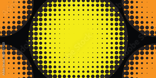 Abstract halftone circles with yellow and orange gradient retro comic book style background for graphic design EPS Vector