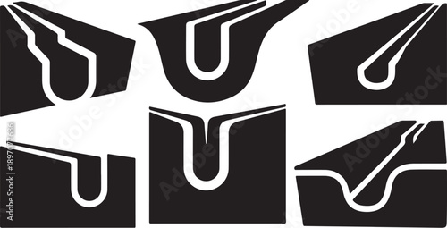 Black and white abstract shapes with curved lines design