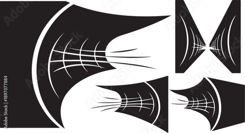 Abstract Black and White Geometric Shapes Design Elements Set