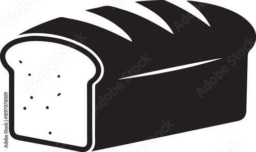 A simple black and white illustration of a loaf of sliced bread