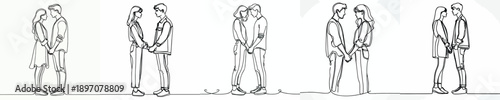 line art of couple holding hands affectionately on valentine's day