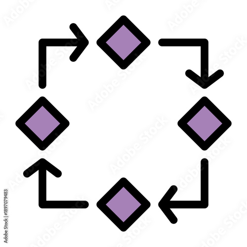 Framework detailing the stages involved in software creation from inception to retirement (Glyph Color Lineal Style)